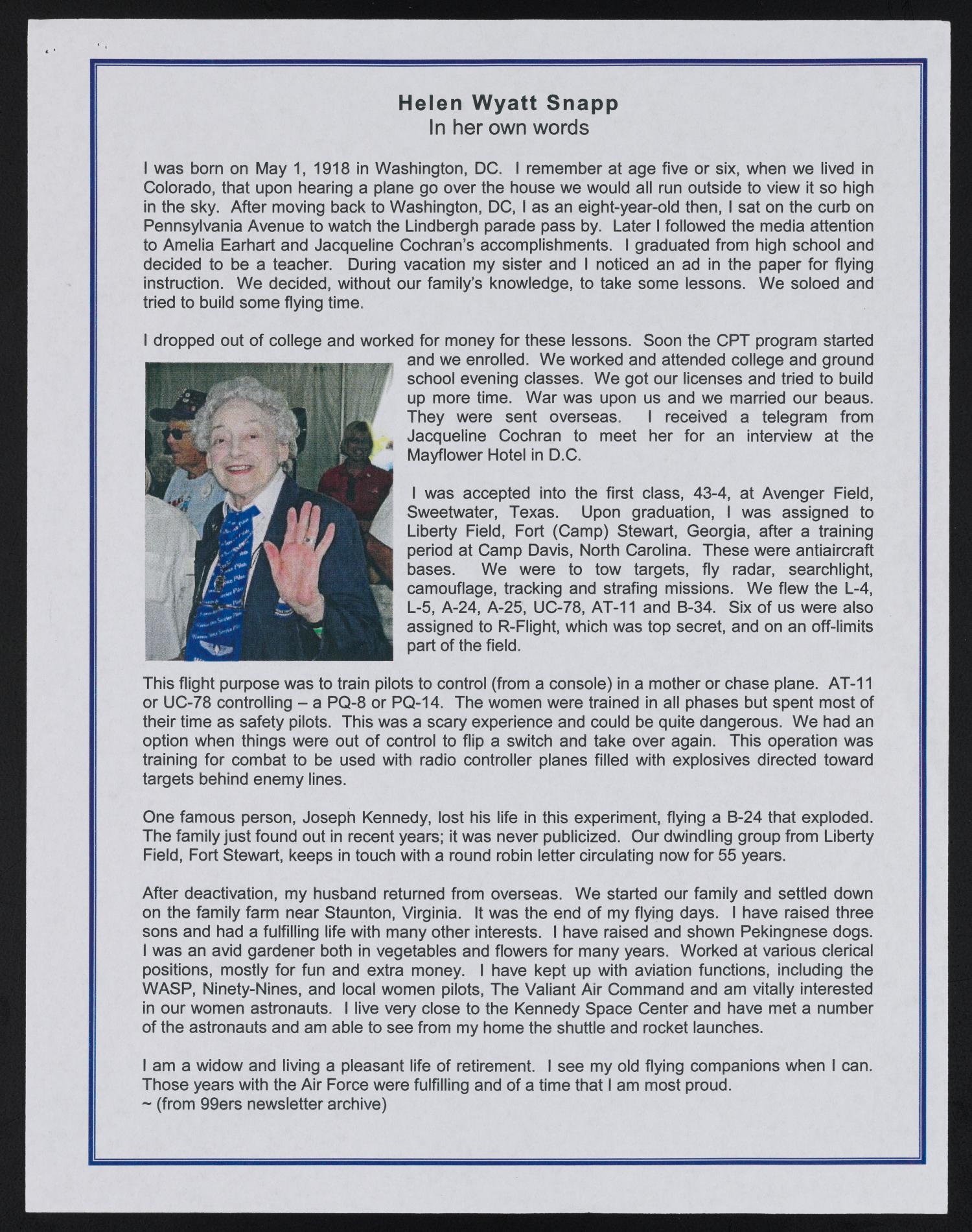 Helen Wyatt Snapp in Her Own Words The Portal to Texas History