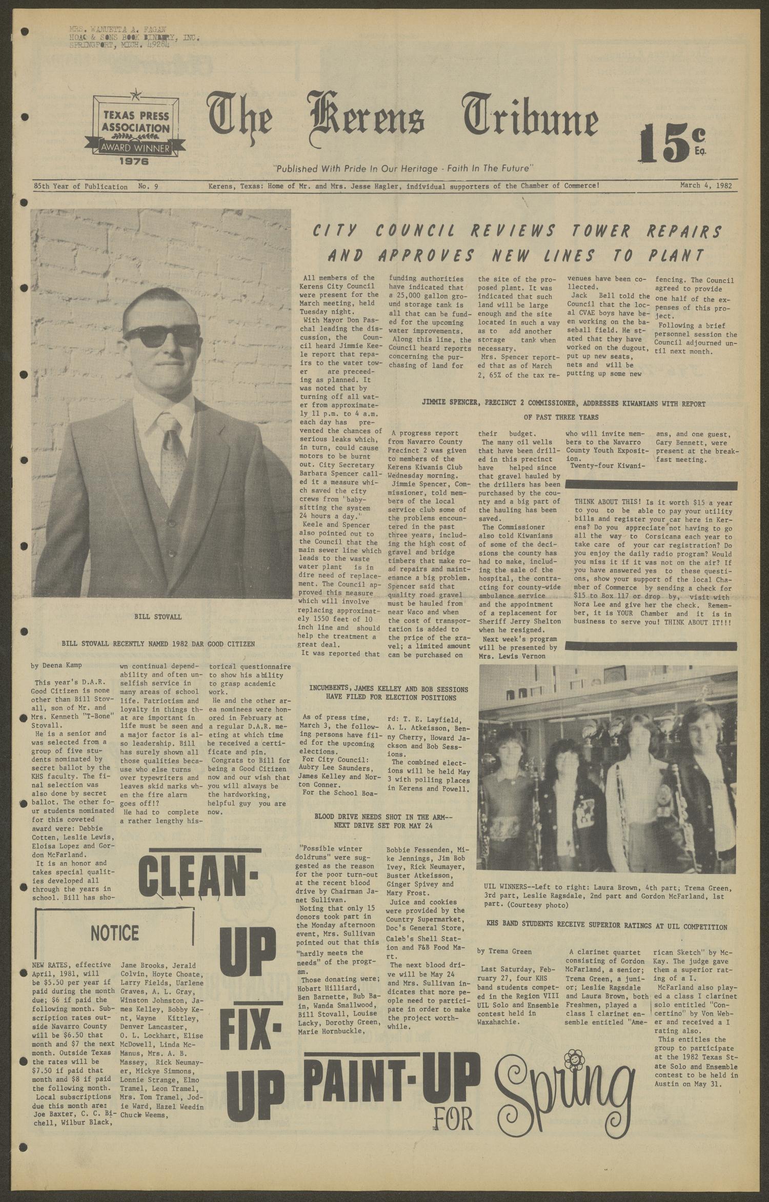 The Kerens Tribune (Kerens, Tex.), Vol. 85, No. 9, Ed. 1 Thursday