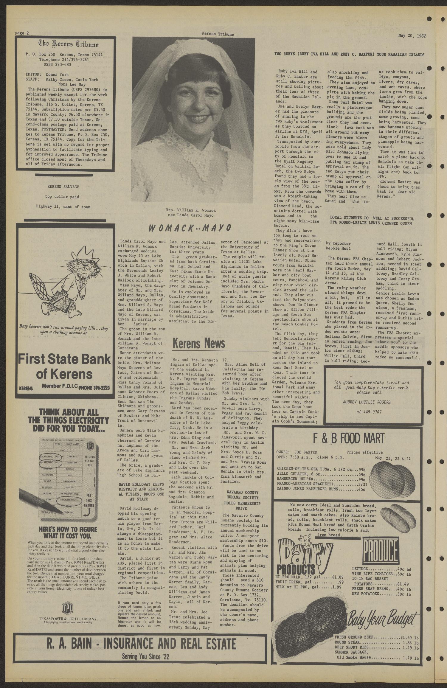 The Kerens Tribune (Kerens, Tex.), Vol. 85, No. 20, Ed. 1 Thursday, May