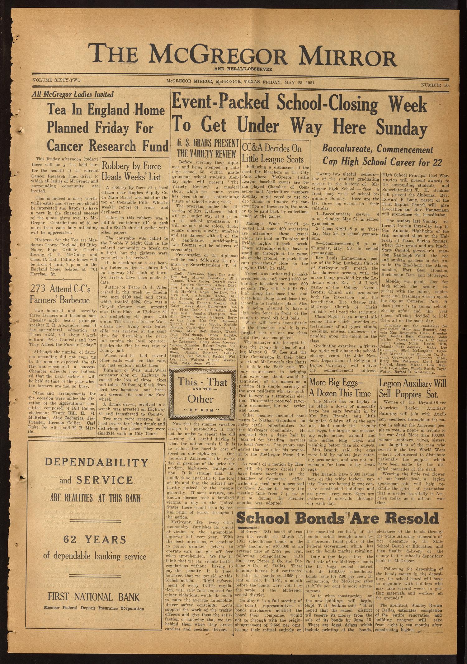 The McGregor Mirror and HeraldObserver (McGregor, Tex.), Vol. 62, No