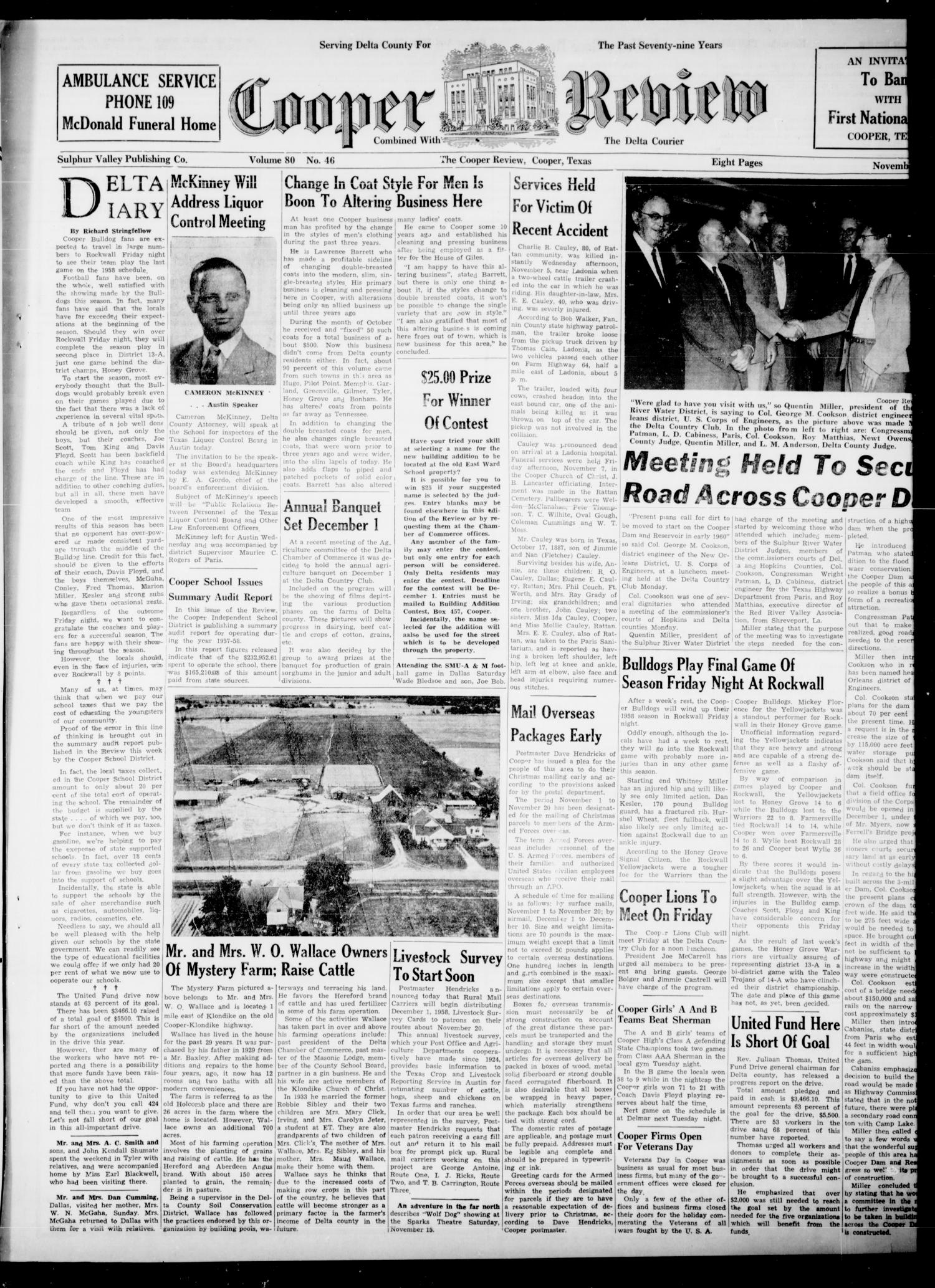 Cooper Review (Cooper, Tex.), Vol. 80, No. 46, Ed. 1 Thursday, November(04)