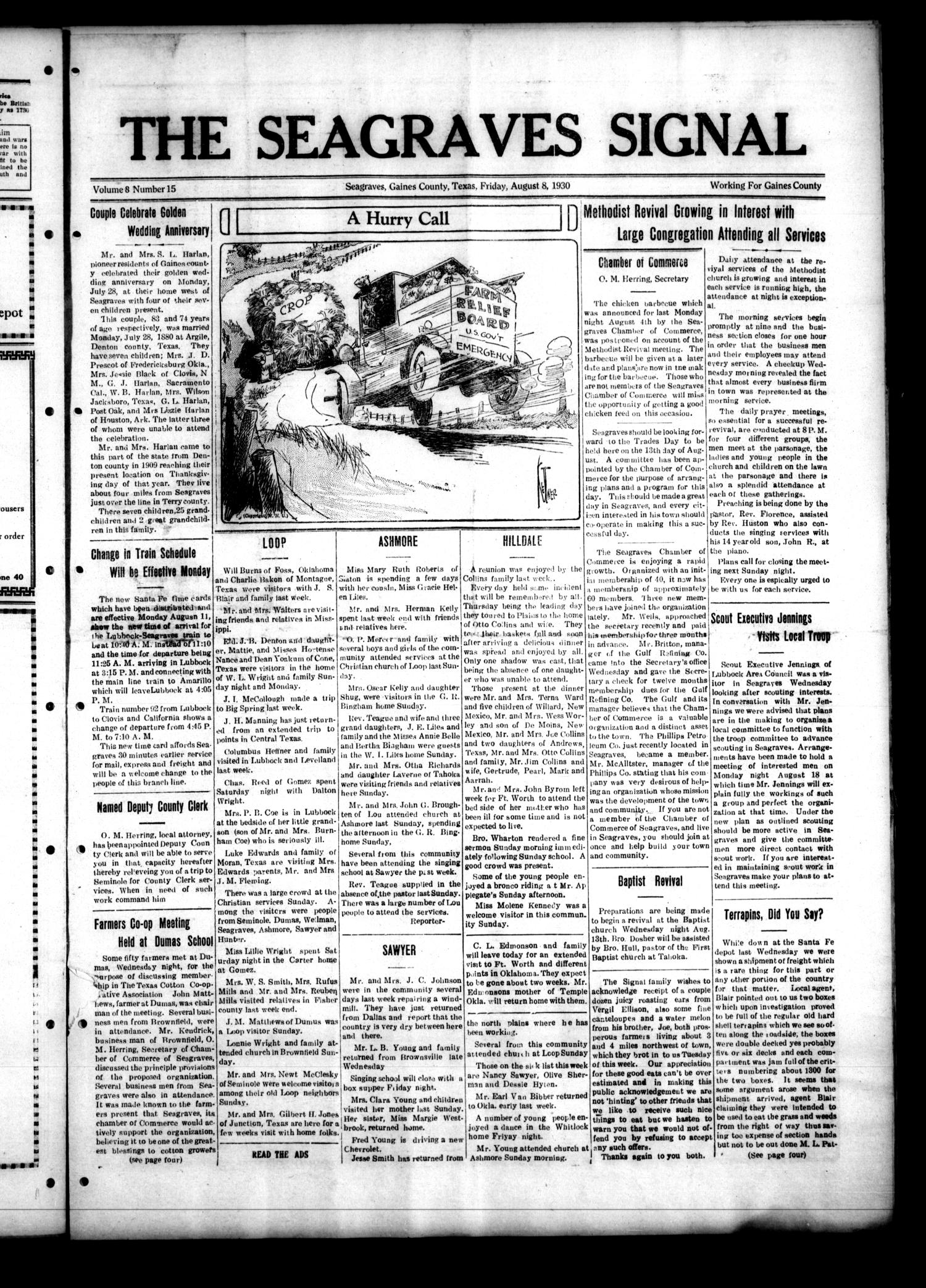 The Seagraves Signal (Seagraves, Tex.), Vol. 8, No. 15, Ed. 1 Friday