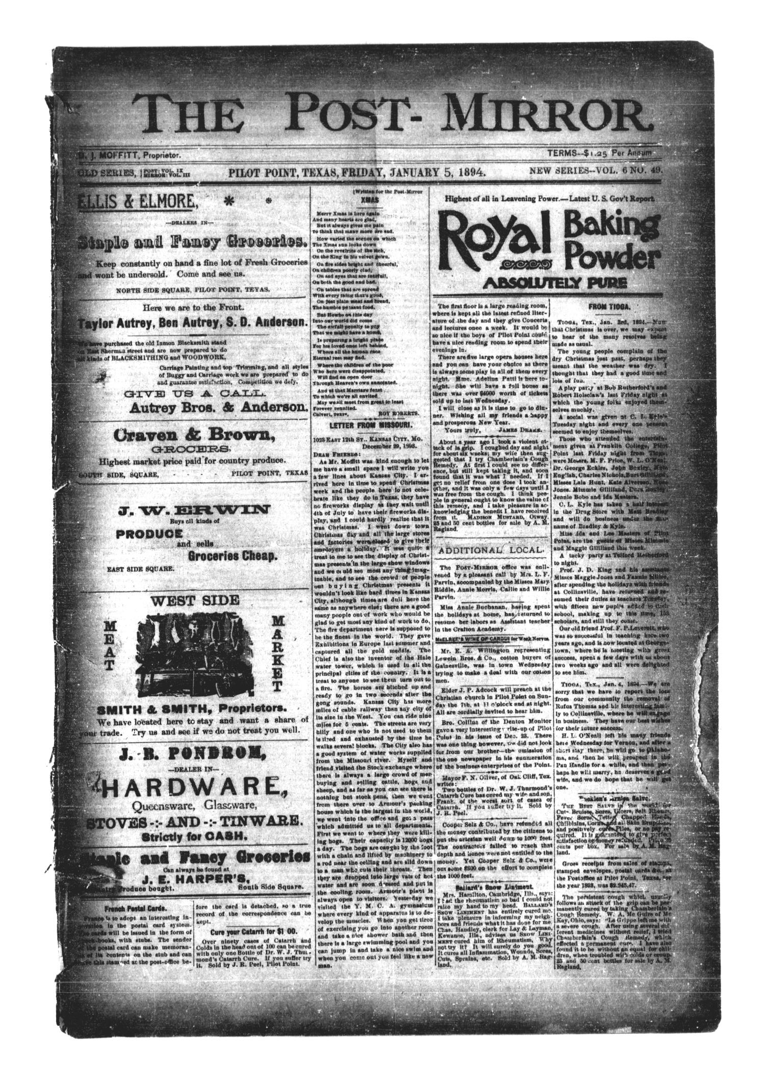 The PostMirror. (Pilot Point, Tex.), Vol. 6, No. 49, Ed. 1 Friday