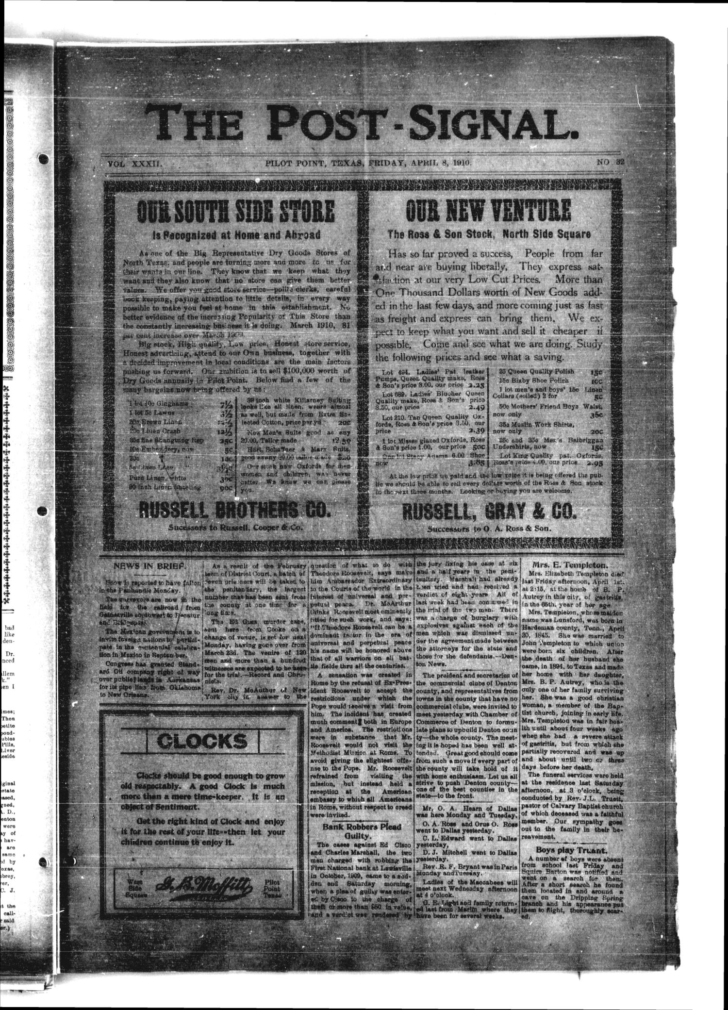 The PostSignal. (Pilot Point, Tex.), Vol. 32, No. 32, Ed. 1 Friday