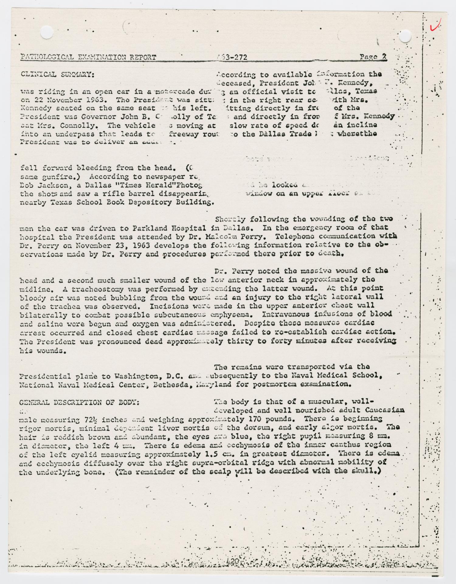 [Autopsy Report for John F. Kennedy] Page 3 of 14 The Portal to