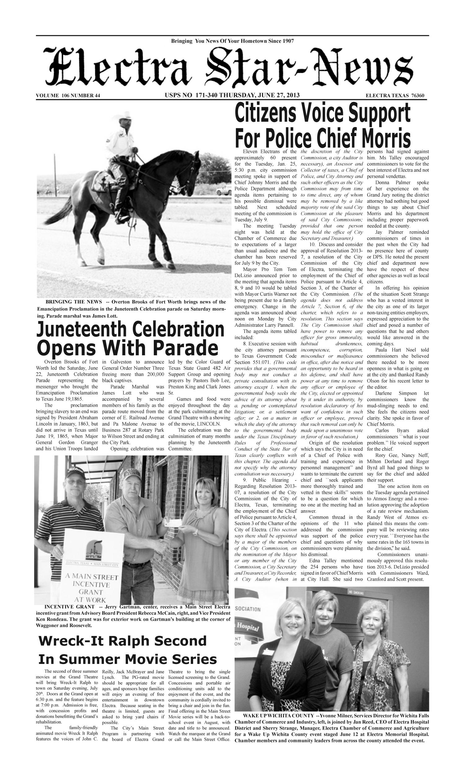 Electra StarNews (Electra, Tex.), Vol. 106, No. 44, Ed. 1 Thursday