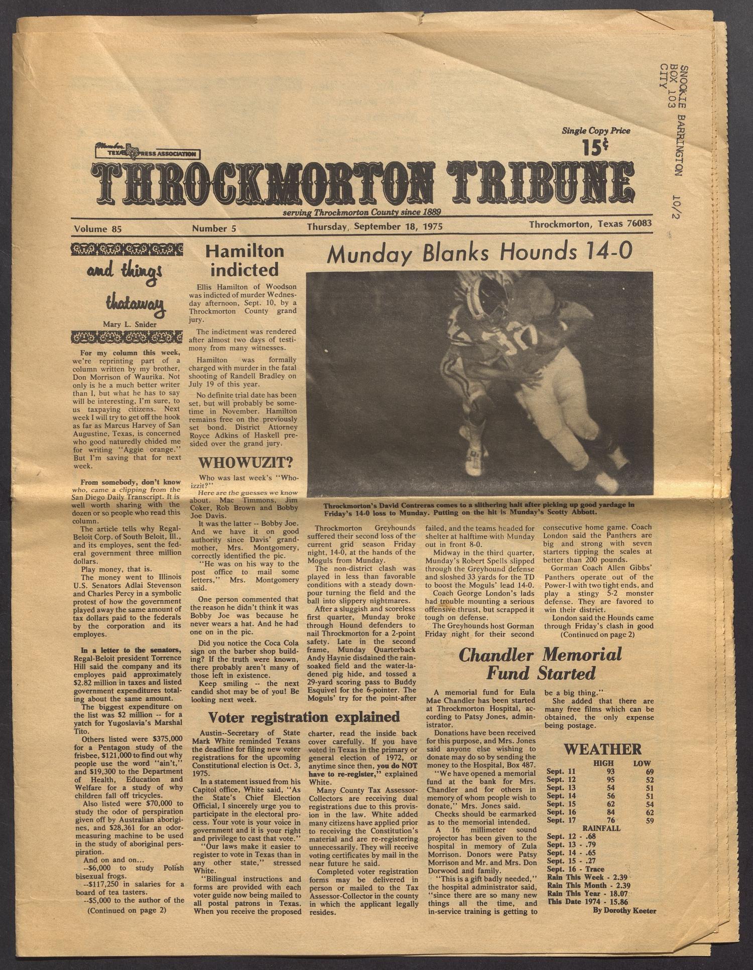 Throckmorton Tribune (Throckmorton, Tex.), Vol. 85, No. 5, Ed. 1