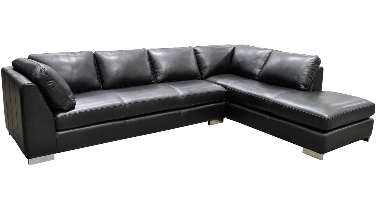 Abbyson Devonshire Brown Leather Tufted Sectional Sofa Baci Living Room