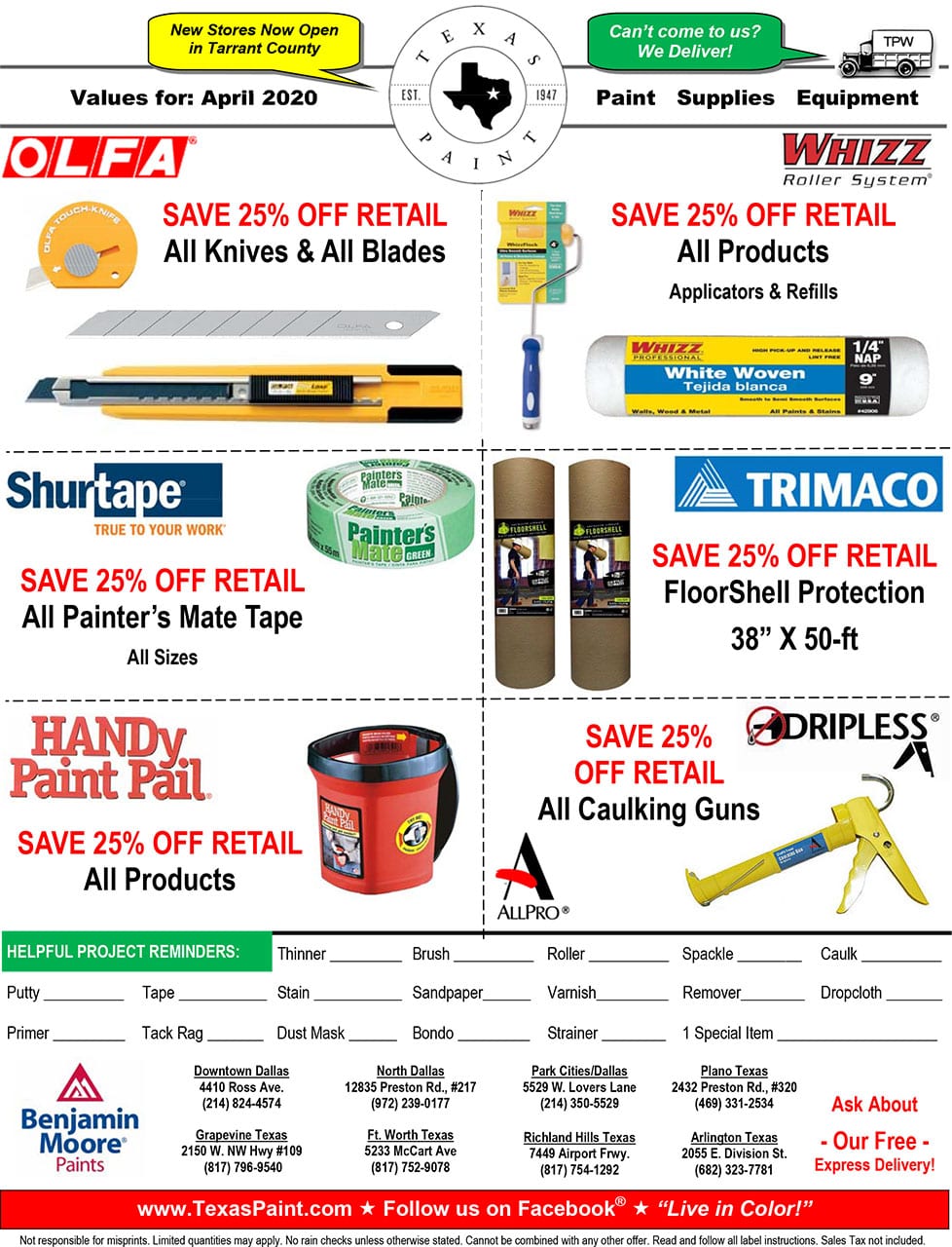 Monthly Specials & Offers Texas Paint & Wallpaper