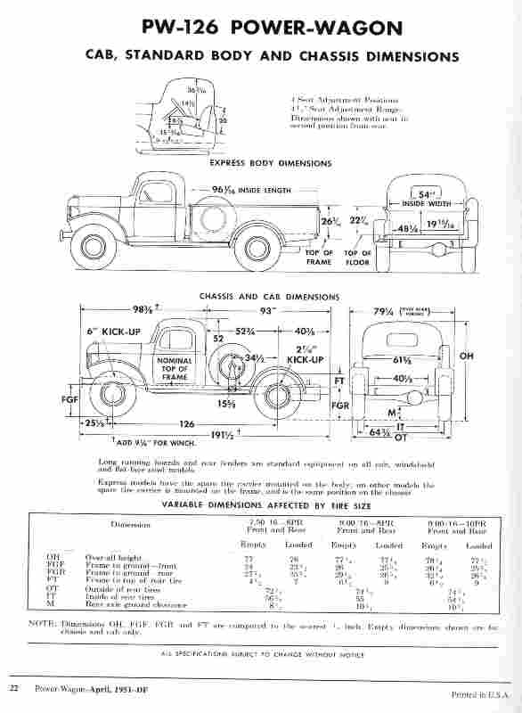 Power Wagon Dimensions