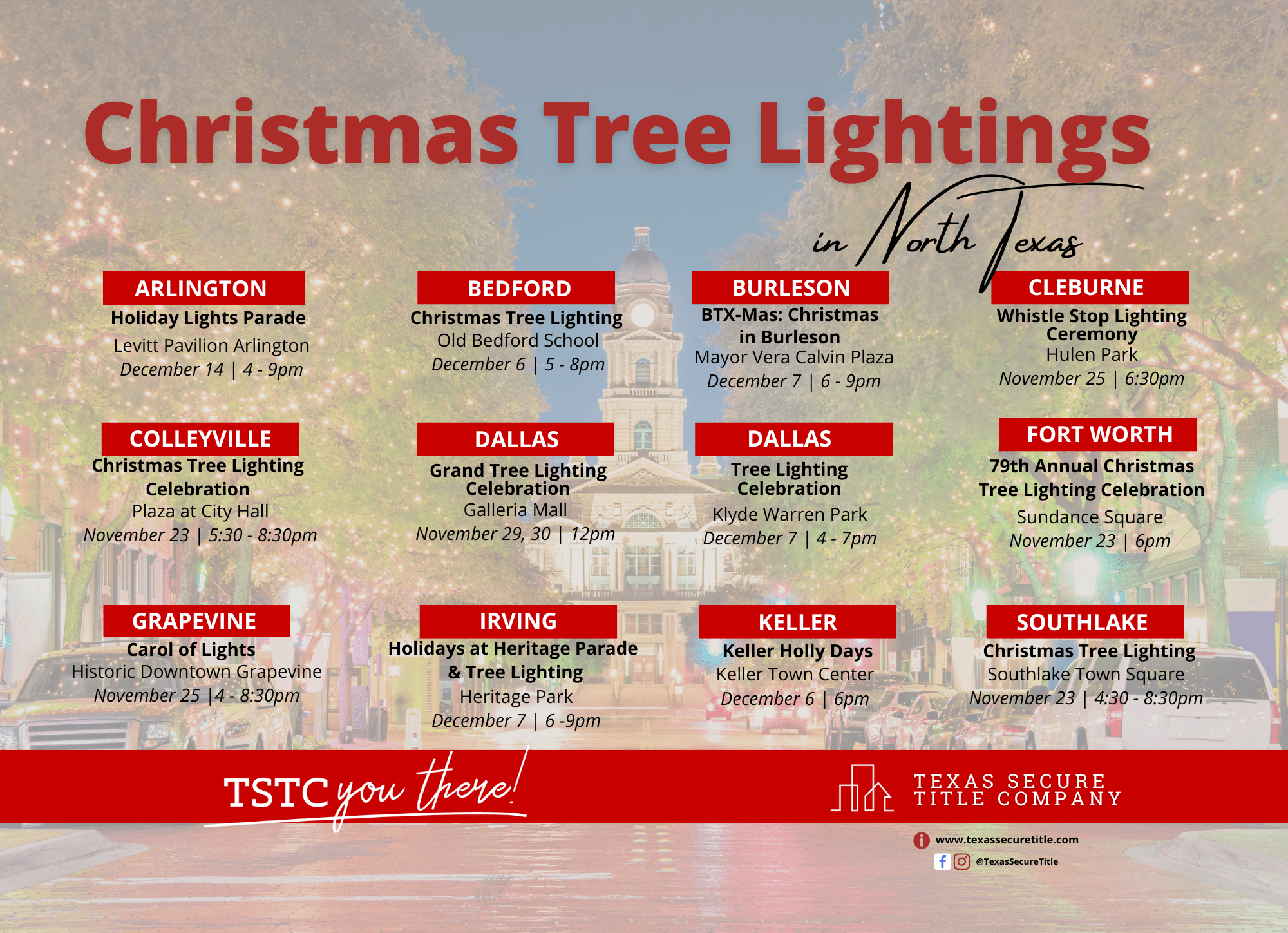 Christmas Tree Lightings in North Texas TSTC See You There! Texas