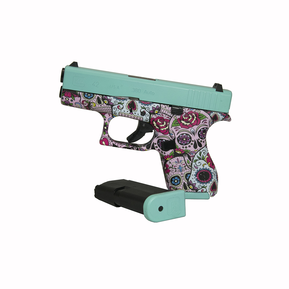 GLOCK 42 PISTOL SUGAR SKULL HYDRO DIP 380 ACP Texas Shooter's Supply