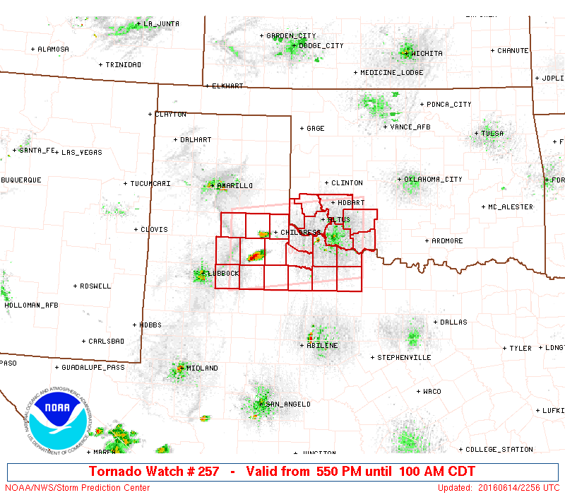 Tornado WATCH Until 100am for Western North Texas