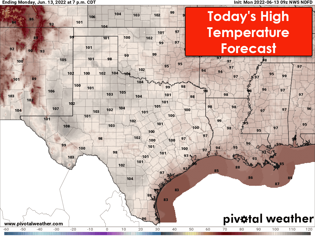 June 13th Triple digit heat again across Texas