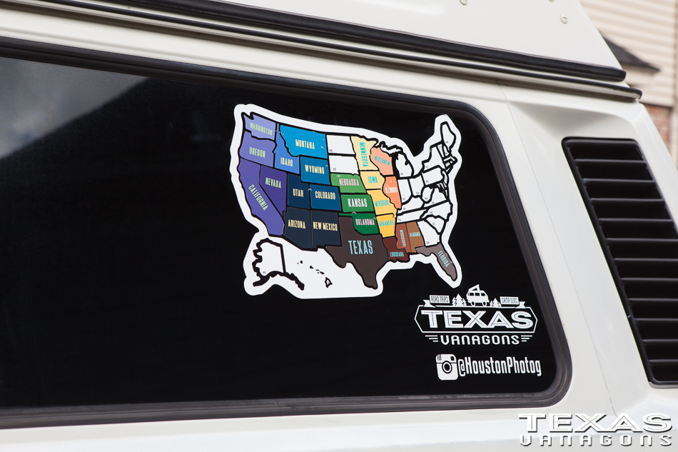 TexasVanagons US Travel Map Sticker