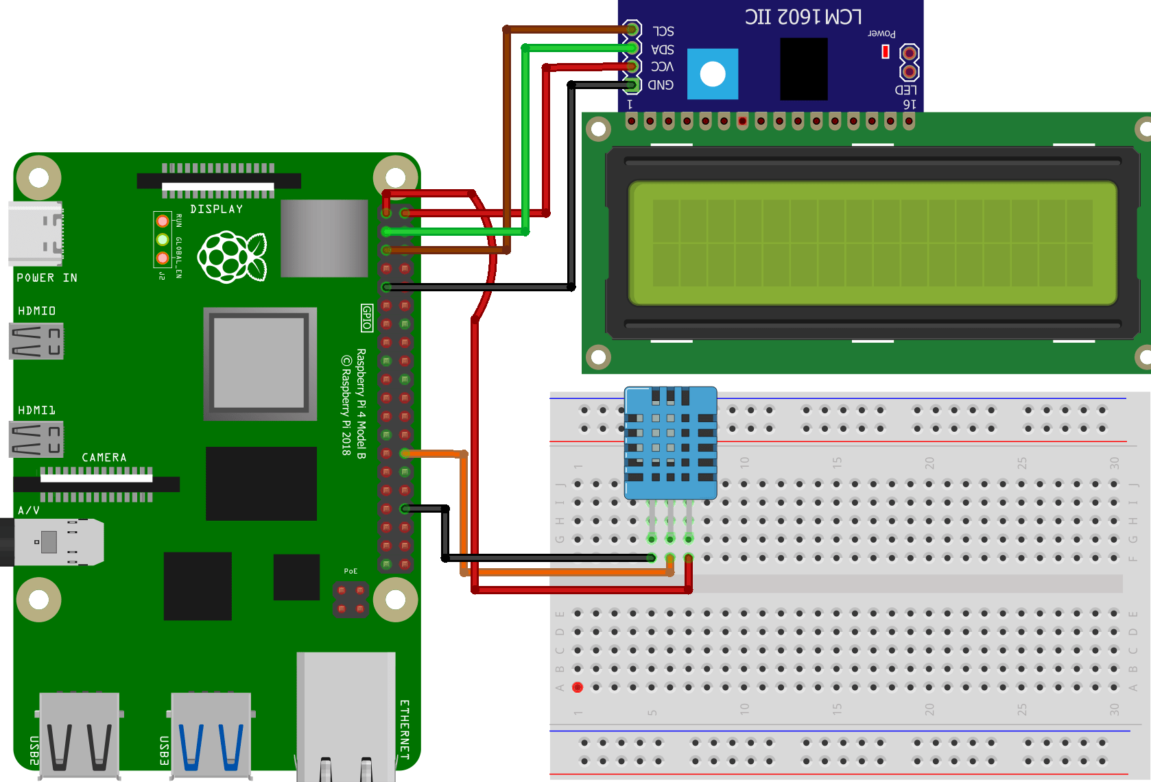 Using a Humidity and Temperature Sensor using Raspberry Pi 4 B Texoham AI