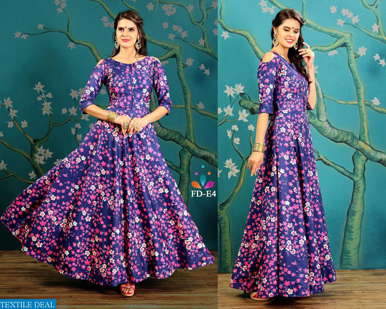 Fd vol7 Gown Wholesale Ready made Silk Gown catalog textiledeal.in
