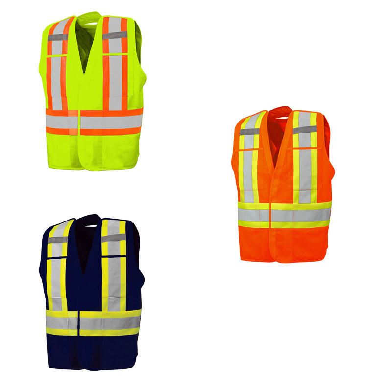FIVE POINT TEARAWAY, SOLID, 4 POCKET SAFETY VEST SATV4 cheap safety