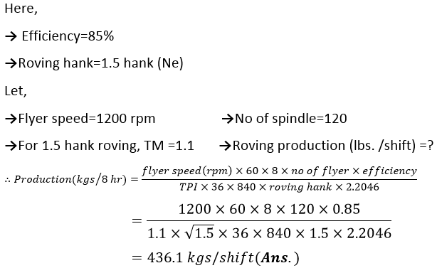 Speed Frame Production Calculation Textile study center