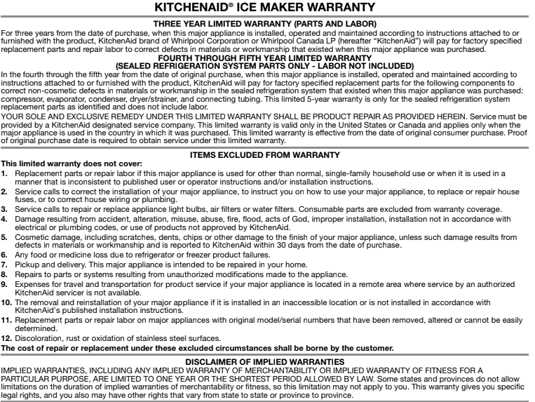 KitchenAid Ice Maker User Guide Text Manuals