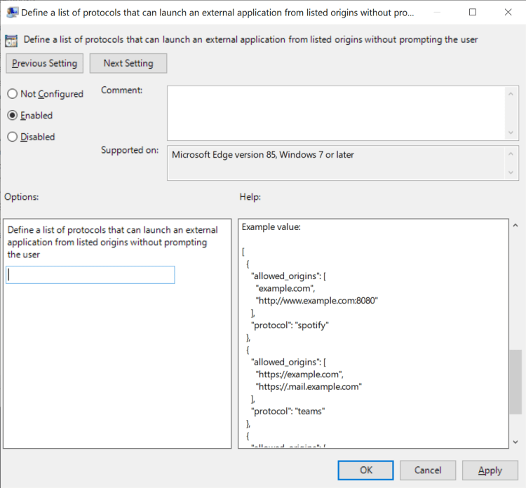 Edge/Chrome Policy Registry Entries text/plain