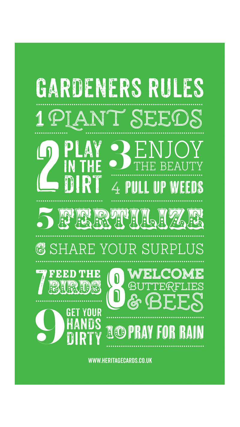 Gardeners Rules Tea Towel Textures Textiles Gift & Souvenir Tea Towels