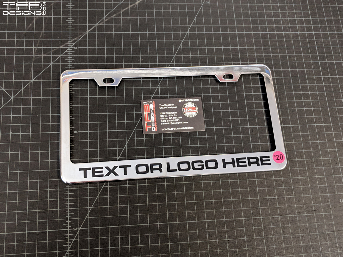Custom Chrome License Plate Frame Choice of Lettering TFB Designs