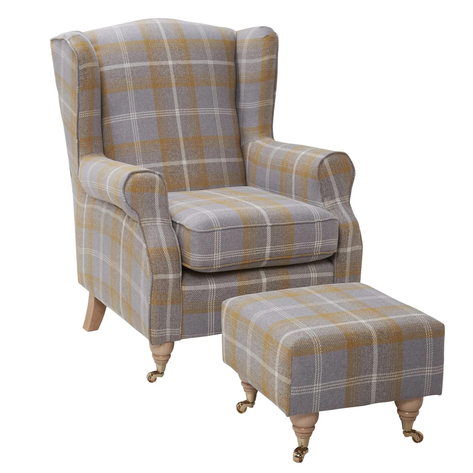 Wing Back Chair Collection Wing Back chair Tartan Mustard TG Hawthorne
