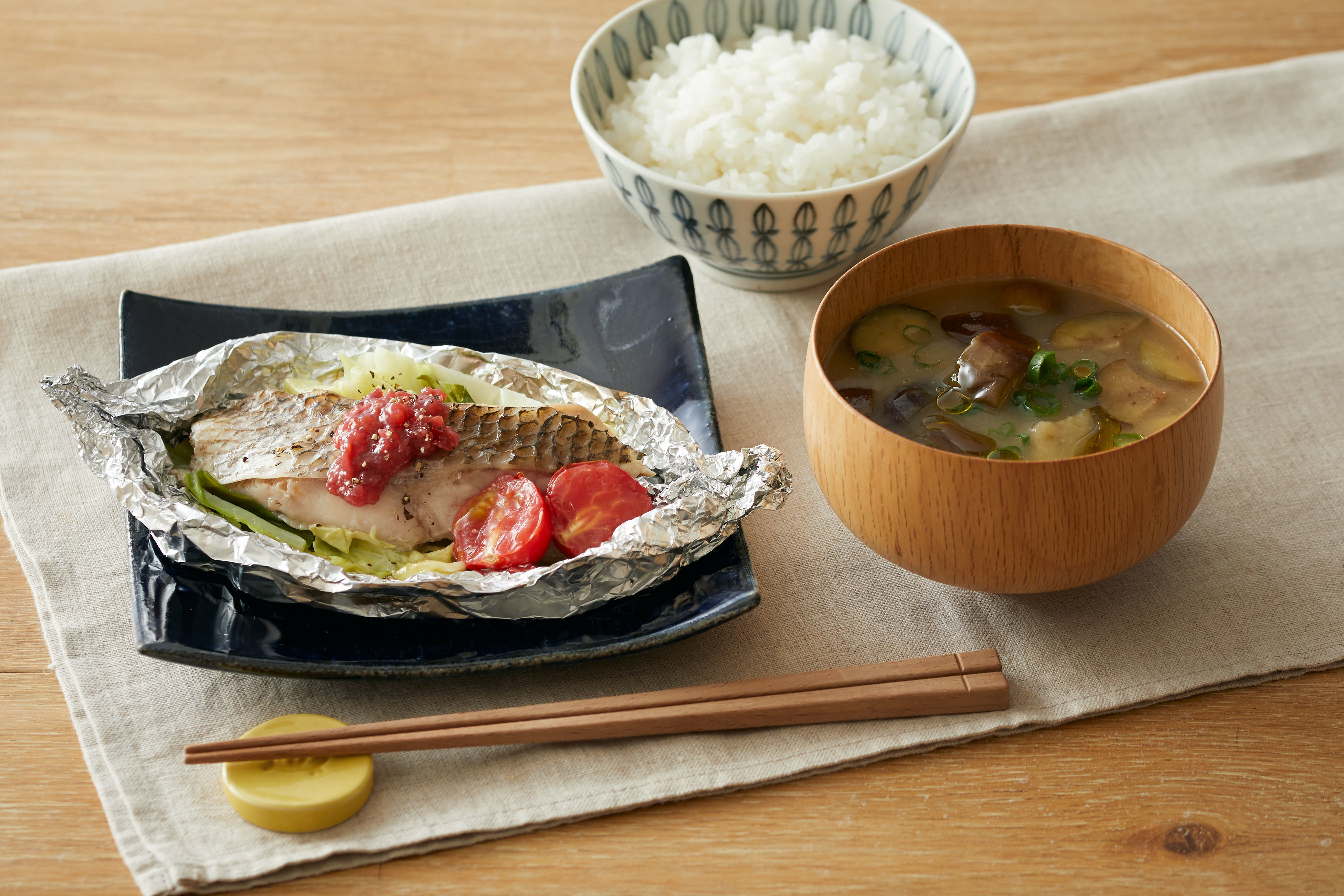【夏の一汁一菜献立レシピ(1)】月曜日「白身魚のホイル蒸し 他」 東京ガス ウチコト