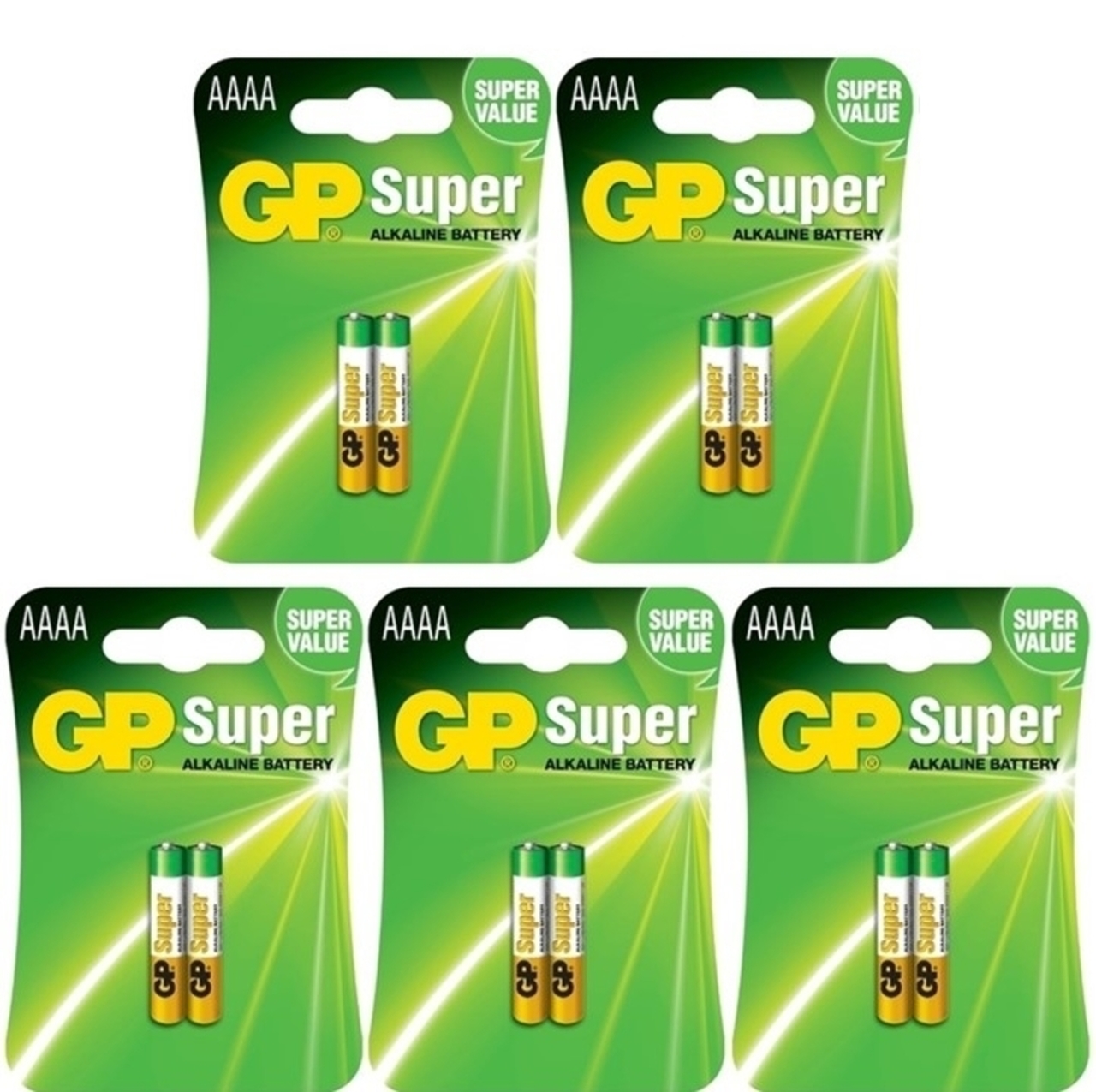Pack2 x 5 packs = 10 ก้อน GP Super Alkaline Battery AAAA,4A,LR8D425,E96