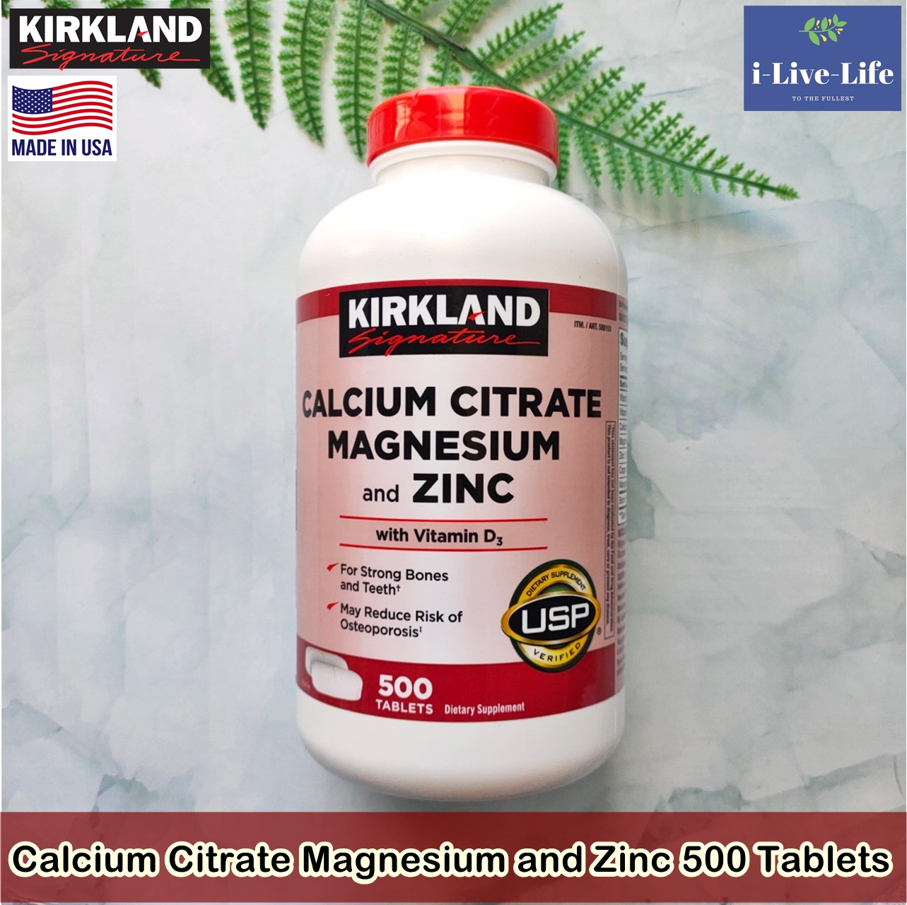 Calcium Citrate Magnesium & Zinc with Vitamin D3 500 Tablets Kirkland