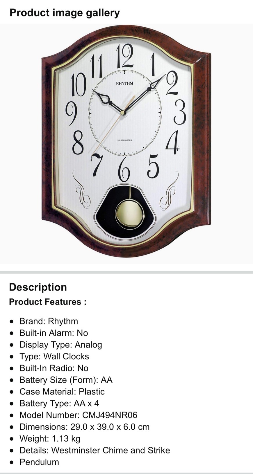 CLOCK นาฬิกาแขวน RHYTHM Japan ลดราคาสุดๆ ของเเท้ มีเสียงเพลงดังทุก