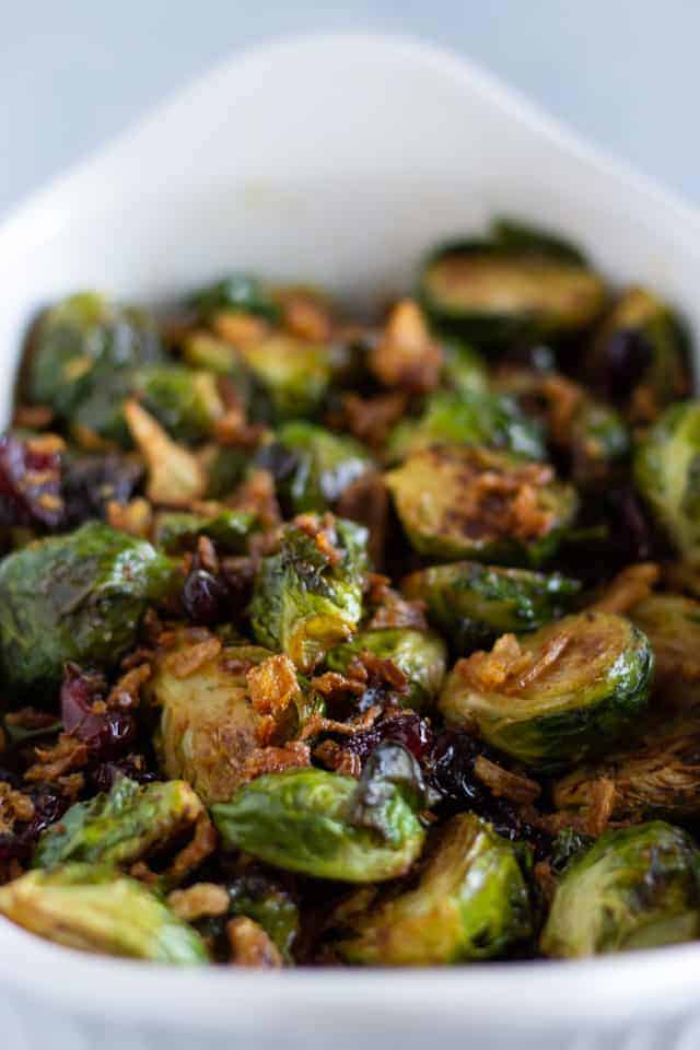 Maple and Cranberry Roasted Brussel Sprouts Thai Caliente
