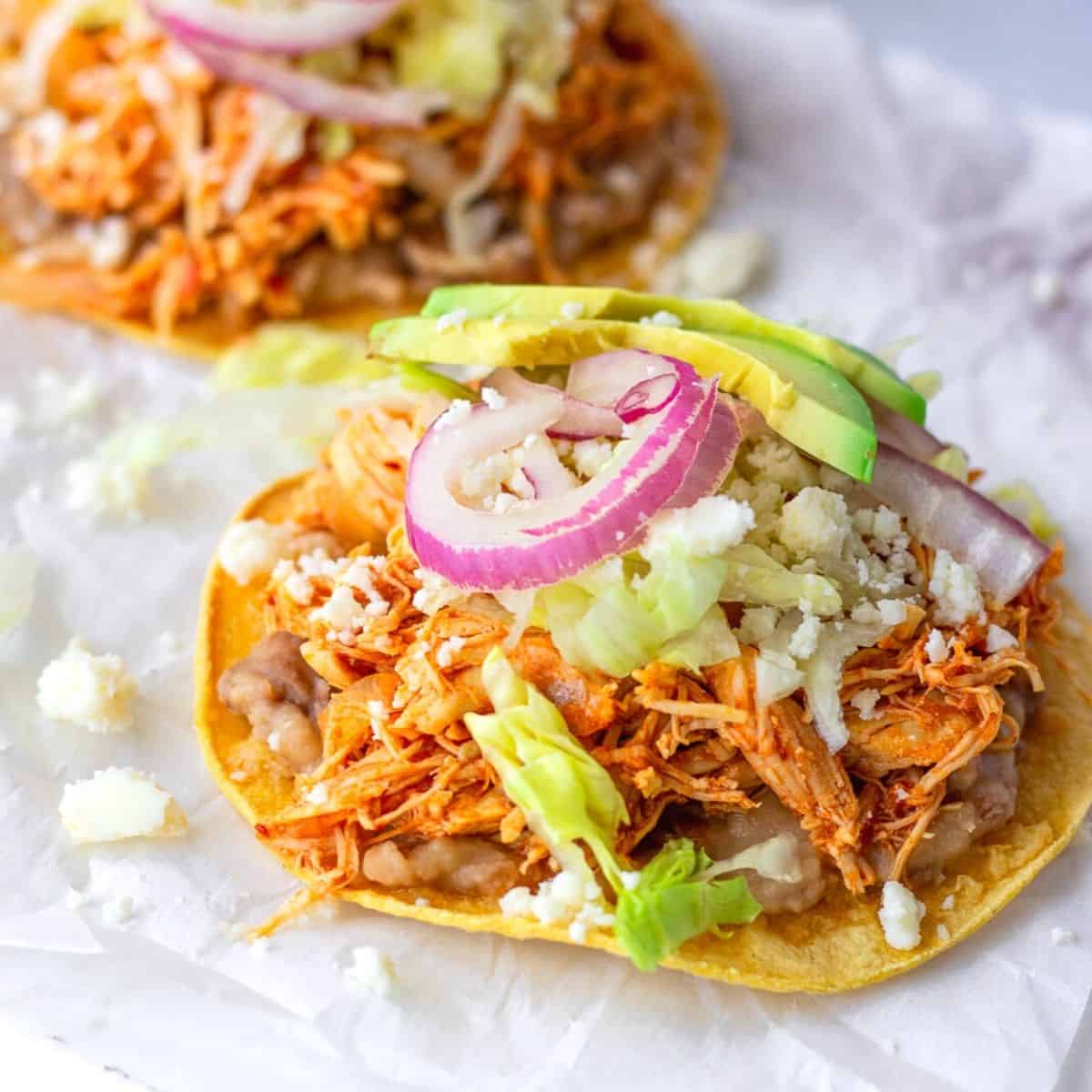 Chicken Tinga Tostadas Thai Caliente Mexican Recipes