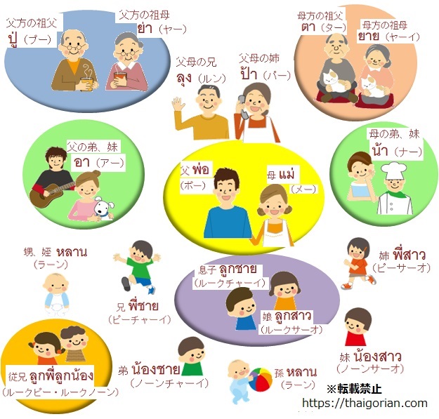 タイ語の家族や親戚の呼び方と相関図 父方と母方で違う名称も タイGOリアン