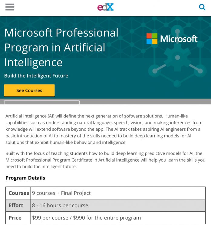 EdX Microsoft Professional Program in AI ThAIKeras