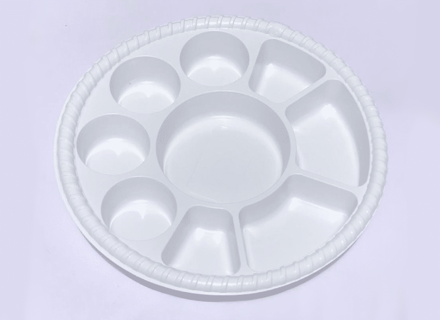 White 9 Compartment Plate Thali Virgin Plastic Thalis