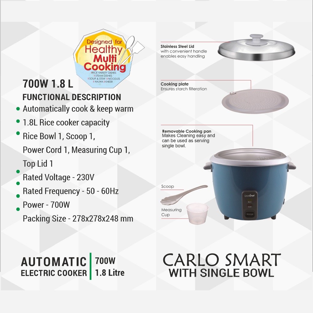Greenchef Carlo Electric Rice Cooker 1.8L