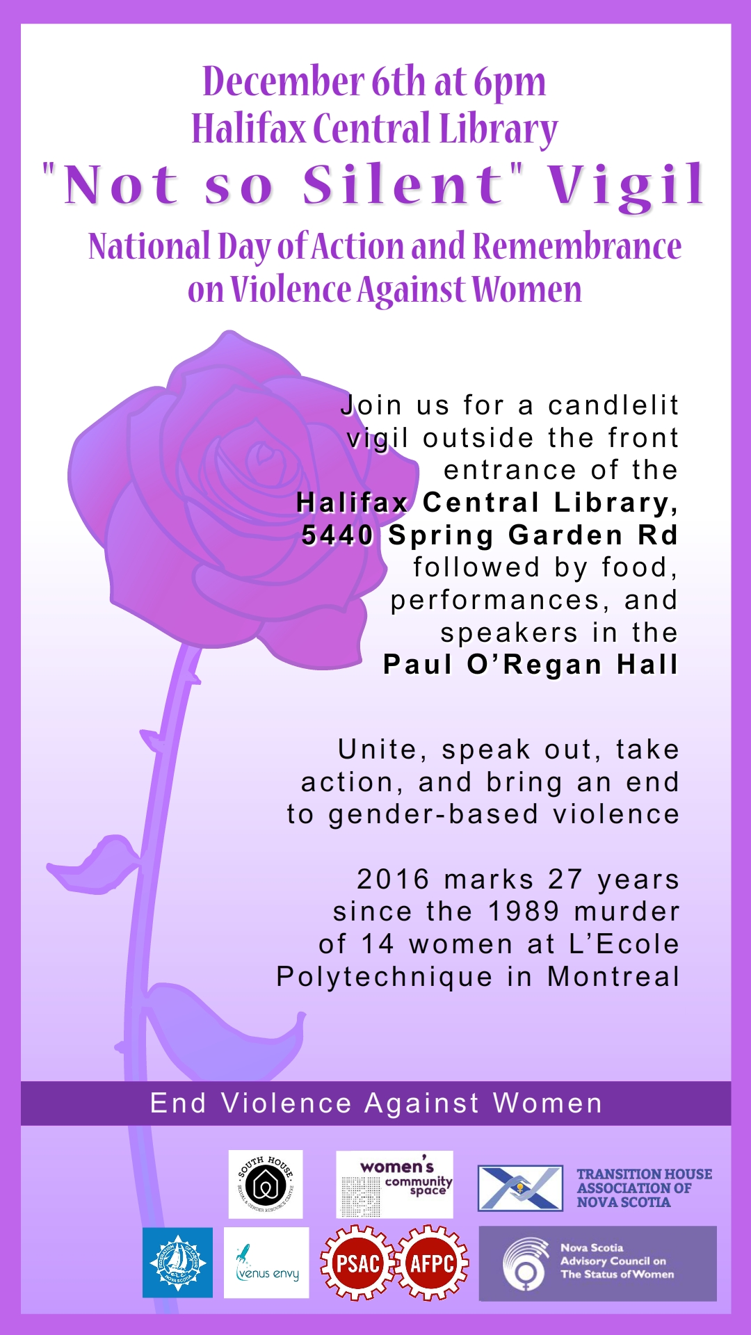 Dec 6 Not So Silent Vigil Transition House Association of Nova Scotia
