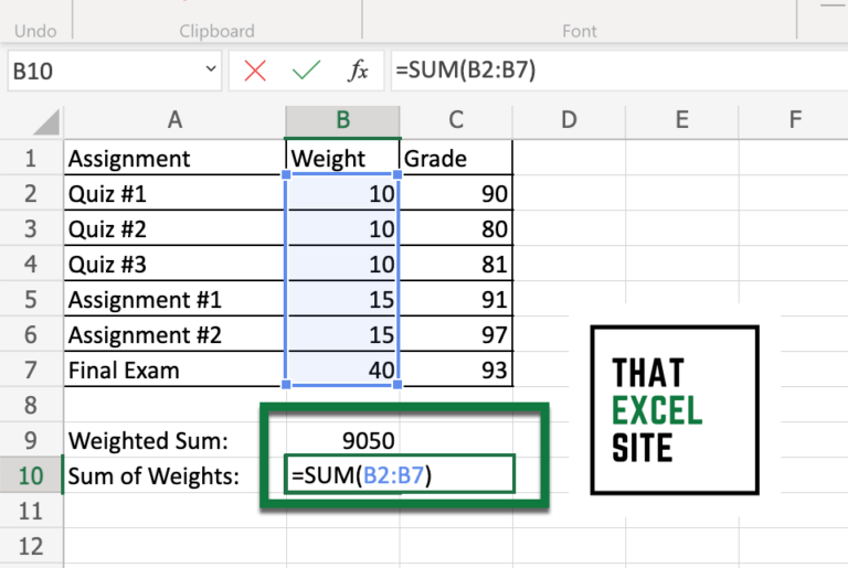 How to Calculate a Weighted Average in Excel That Excel Site