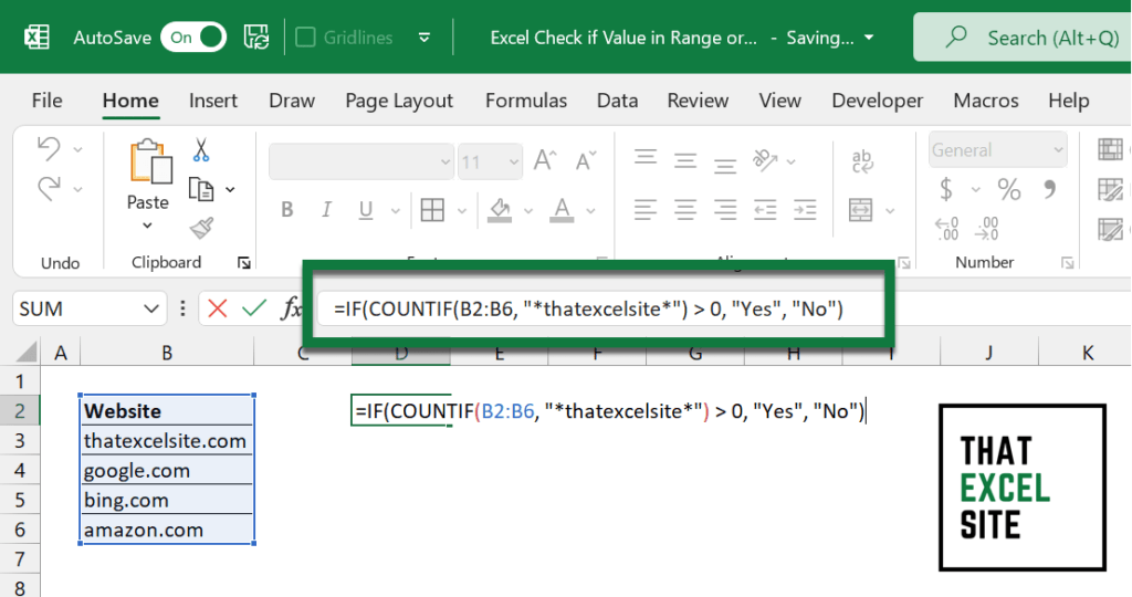 Excel How to Check if a Value Exists in a Range or List That Excel Site