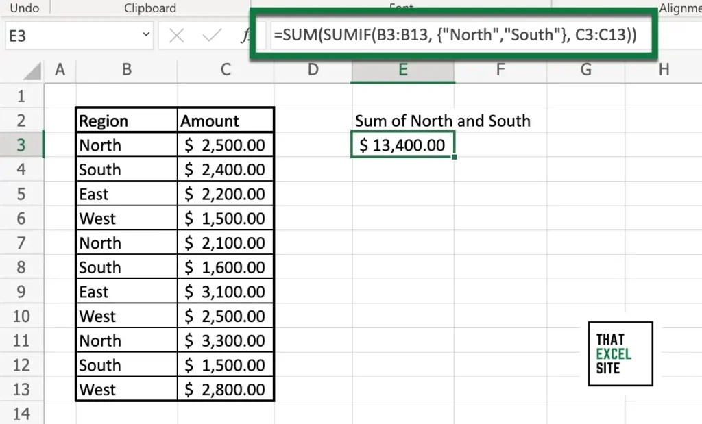 How to Use Excel SUMIF() or SUMIFS() With OR Logic That Excel Site