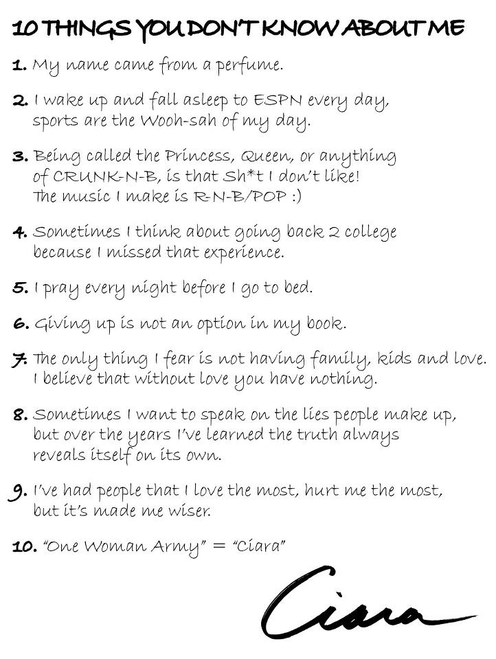 Ciara Opens Up; Shares '10 Things You Didn't Know About Me' List That