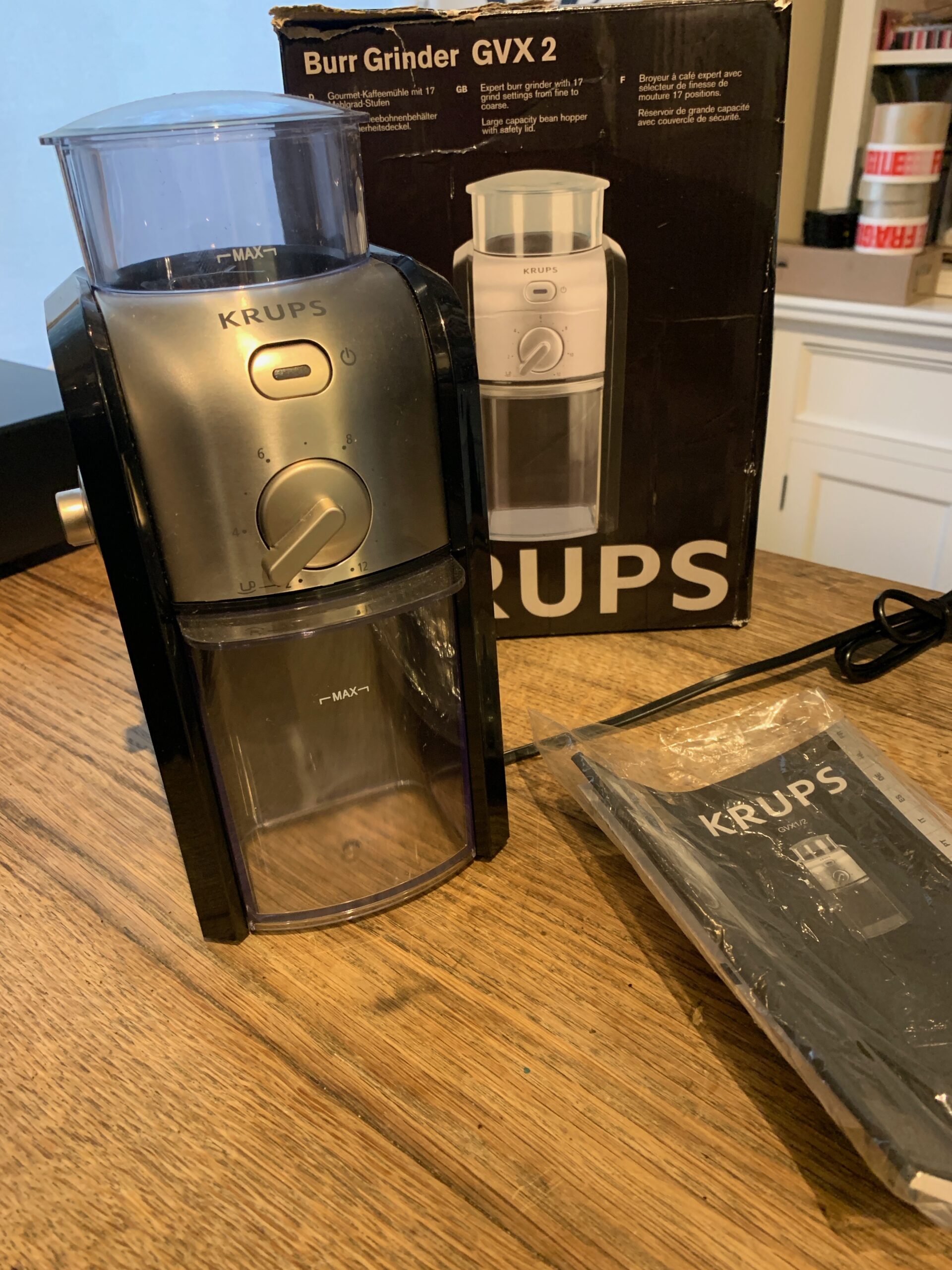 Krups GVX231 Expert Burr Grinder, Black/Silver ThatOne.UK