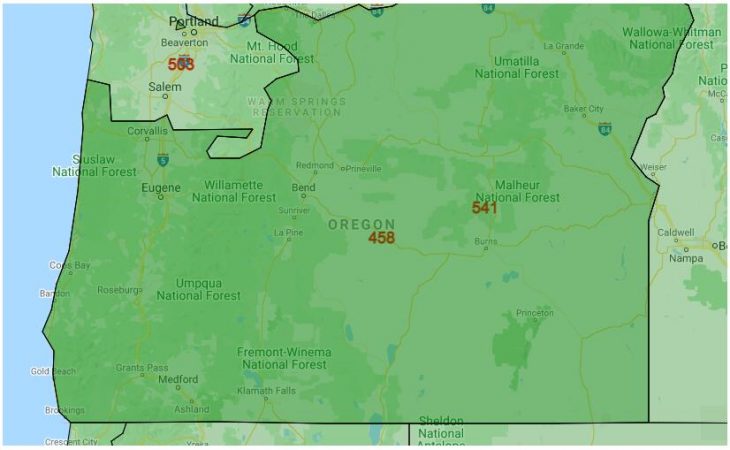 Oregon Area Code Map Oregon Area Codes Information With History | That Oregon Life