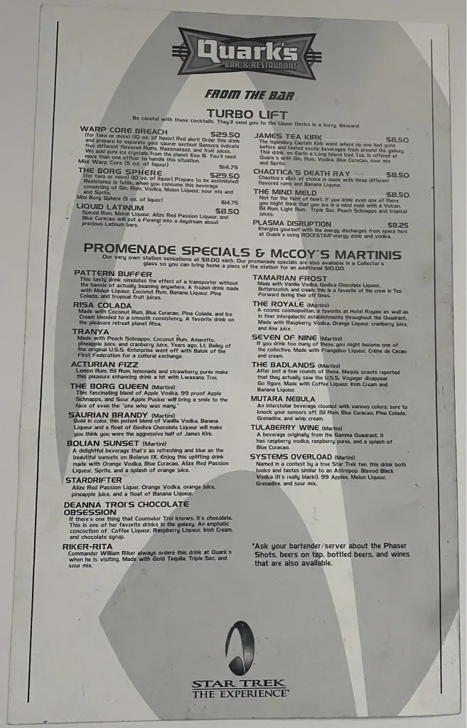 Let’s Read an Old Menu, Featuring Quark’s Bar and Restaurant, Deep