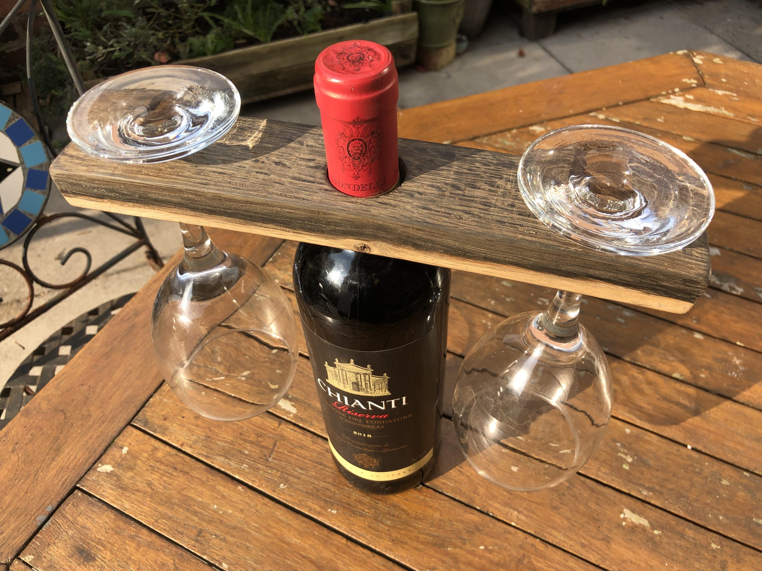 Oak Wine Barrel Glass Holder The Dram of Churchtown Whisky Shop for