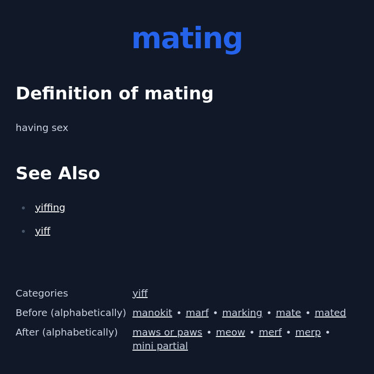 Mating Definition The Furry Dictionary