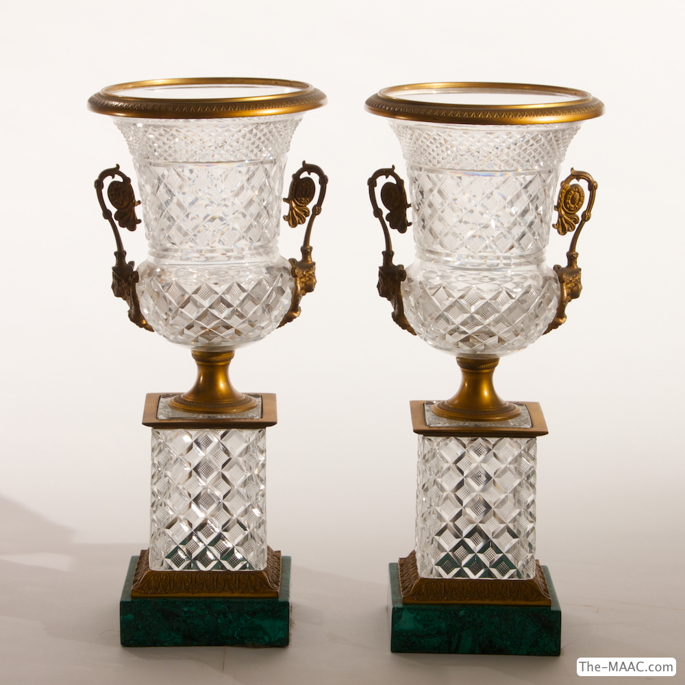 Pair of Antique Cut Glass Urns Manhattan Art and Antiques Center
