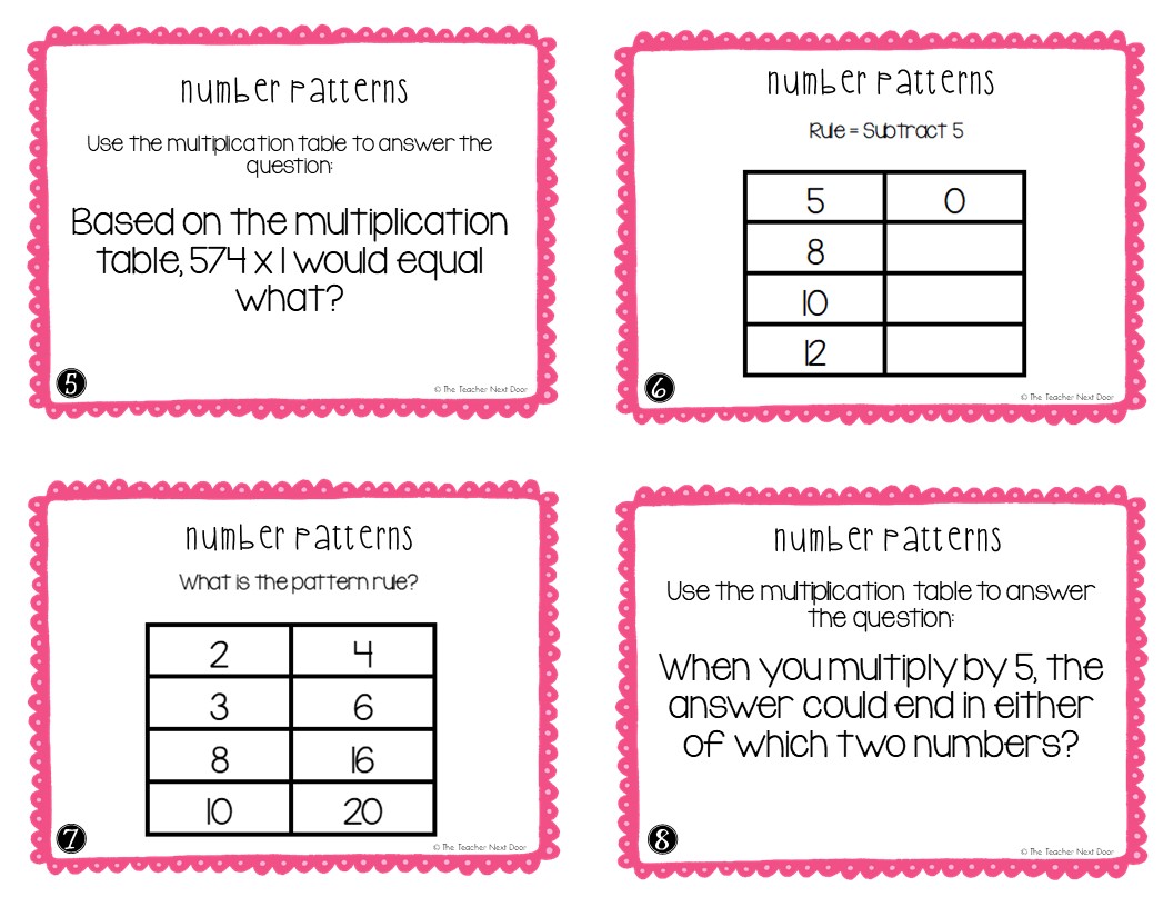 3rd Grade Number Patterns Math Task Cards Number Patterns Math Center The Teacher Next Door